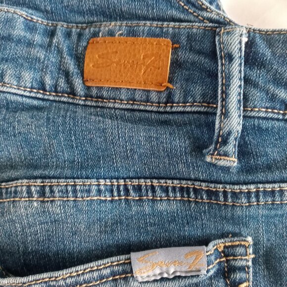 Seven7 Denim Cotton Stretch Jean Bib Overall Shorts Size 8 - Picture 7 of 9